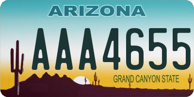 AZ license plate AAA4655