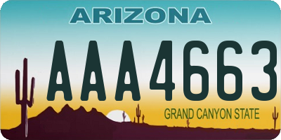 AZ license plate AAA4663