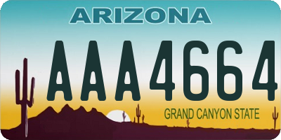 AZ license plate AAA4664