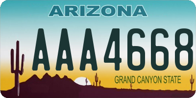 AZ license plate AAA4668