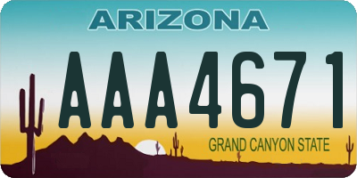 AZ license plate AAA4671