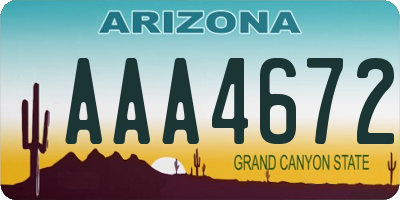 AZ license plate AAA4672