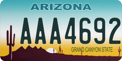 AZ license plate AAA4692