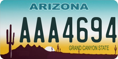 AZ license plate AAA4694