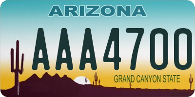 AZ license plate AAA4700