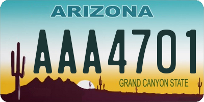 AZ license plate AAA4701