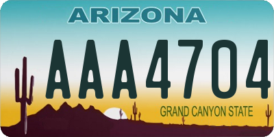 AZ license plate AAA4704