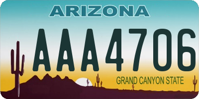 AZ license plate AAA4706