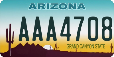 AZ license plate AAA4708