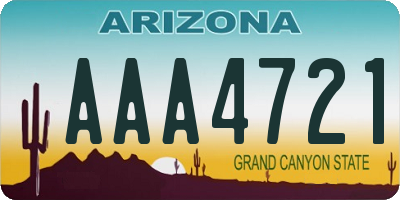 AZ license plate AAA4721