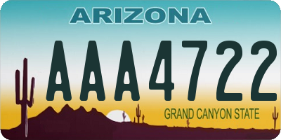 AZ license plate AAA4722