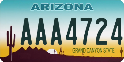 AZ license plate AAA4724