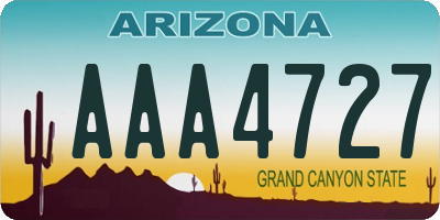 AZ license plate AAA4727