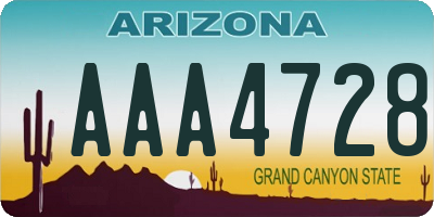 AZ license plate AAA4728