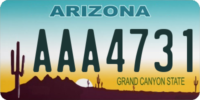 AZ license plate AAA4731