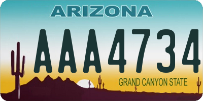 AZ license plate AAA4734