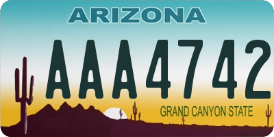 AZ license plate AAA4742