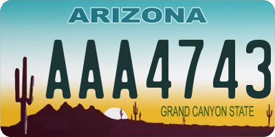 AZ license plate AAA4743