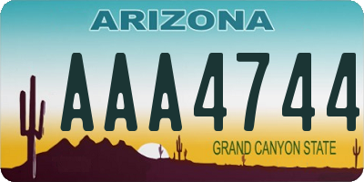 AZ license plate AAA4744