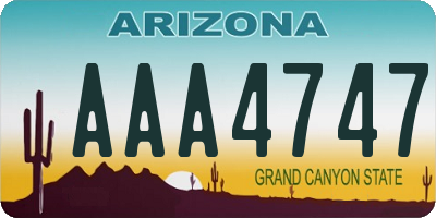 AZ license plate AAA4747