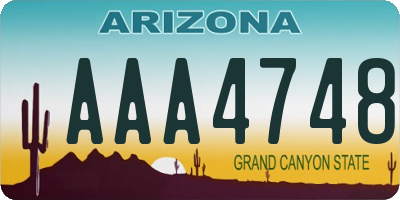 AZ license plate AAA4748