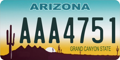 AZ license plate AAA4751