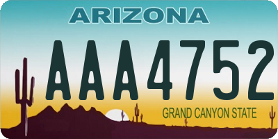 AZ license plate AAA4752