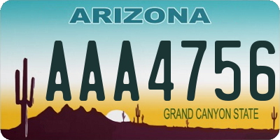 AZ license plate AAA4756