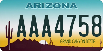 AZ license plate AAA4758