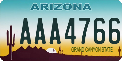 AZ license plate AAA4766