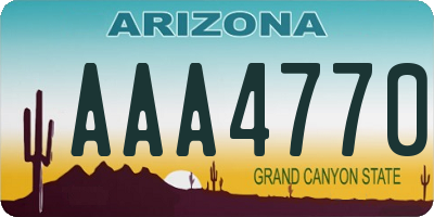 AZ license plate AAA4770