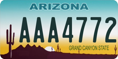 AZ license plate AAA4772