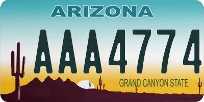 AZ license plate AAA4774