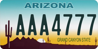 AZ license plate AAA4777