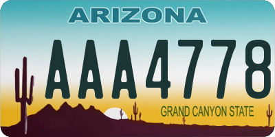 AZ license plate AAA4778