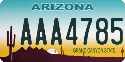 AZ license plate AAA4785