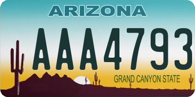 AZ license plate AAA4793