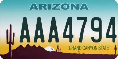 AZ license plate AAA4794