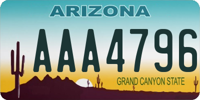 AZ license plate AAA4796