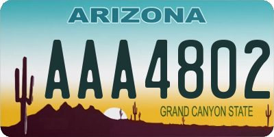 AZ license plate AAA4802