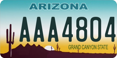 AZ license plate AAA4804