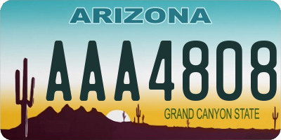 AZ license plate AAA4808