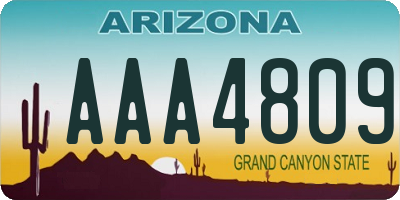 AZ license plate AAA4809