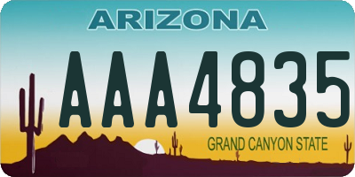 AZ license plate AAA4835