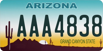 AZ license plate AAA4838