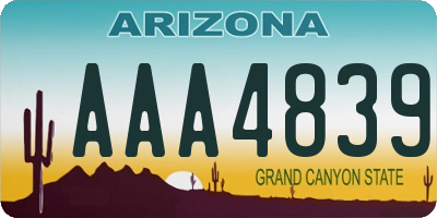 AZ license plate AAA4839