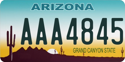 AZ license plate AAA4845