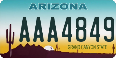 AZ license plate AAA4849