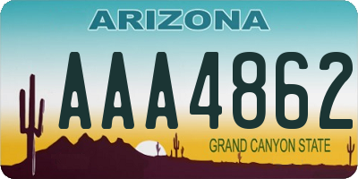 AZ license plate AAA4862