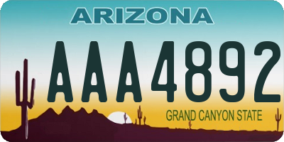 AZ license plate AAA4892